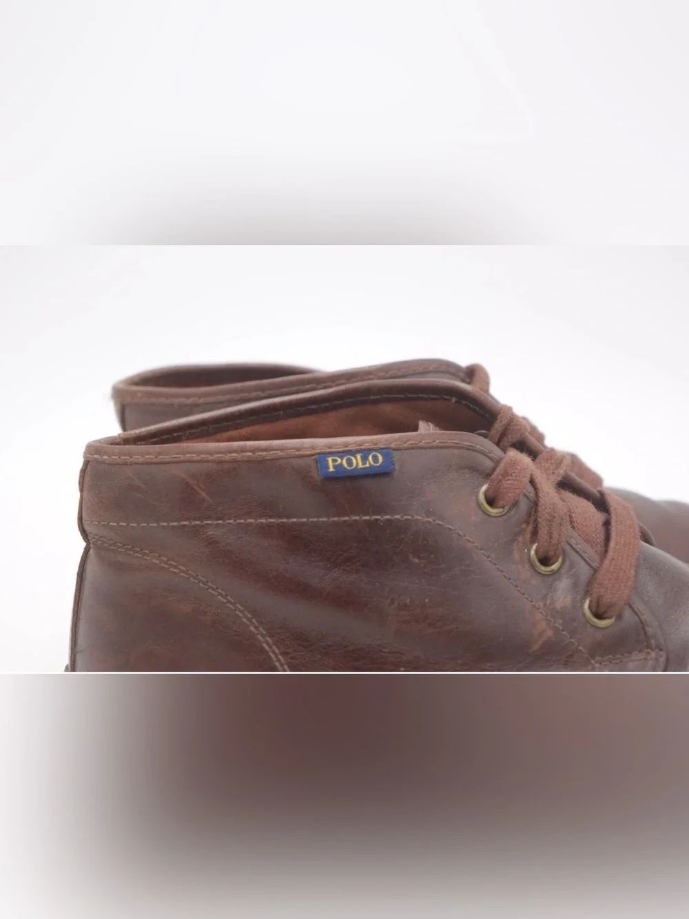 Polo by Ralph Lauren Brown Leather Chukka Sneakers Mens Sz 9.5